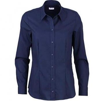 Seidensticker Damen Bluse - Bügelfreie Leicht Taillierte Hemdbluse mit Hemdblusenkragen - Langarm - 100% Baumwolle, Dunkelblau