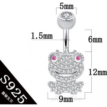 Animal Frog Belly Button Jewelry with Zircon Stone