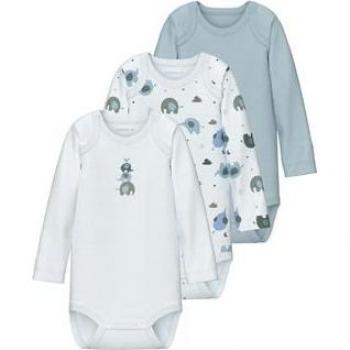 NAME IT 3er-Set Langarm Bodys 13232736 Blau 80 Jungen