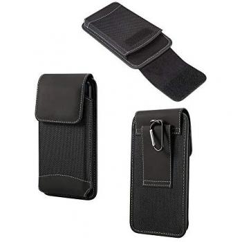 Funda de Cinturón para LG K62 Plus (2020) en Piel y Nylon - Negra