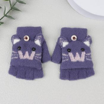 Children's Warm Fingerless Knit Gloves