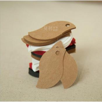 Blattform Braune Kraftpapier Hochzeit Gepäck DIY Preis-Leer Etiketten 100 Stück/Los