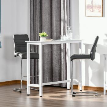 Mesa de Cozinha Estilo Bistro com Efeito Marmore e Estrutura de Metal - 120x40x100cm