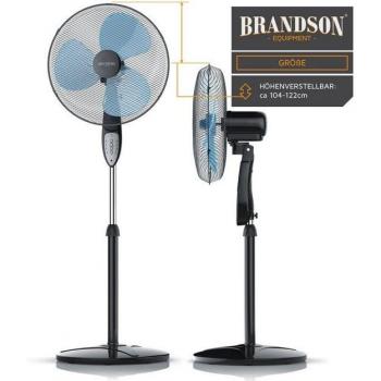 Brandson Luftstrom‑Standlüfter 42 cm – 50 W, verstellbarer Neigungswinkel, 3 Geschwindigkeiten