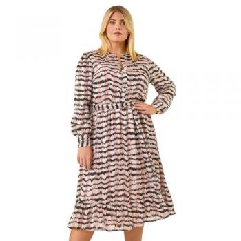 Polka Dot Curve Midi Dress (Black) – Roman 30-32