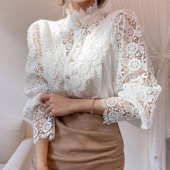 Blouse Ample Coréenne à Boutons Blanc XL