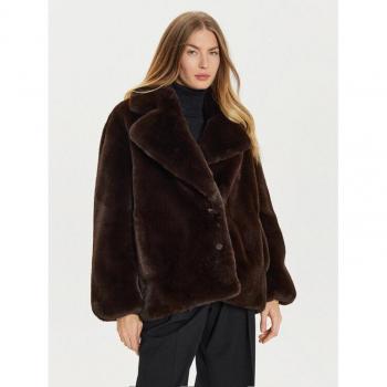 Pinko Alighieri Faux Fur Coat (Black Coffee & Brown) – Size 14 US / 48 IT