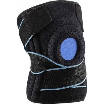 Genouillère ajustable avec stabilisateurs latéraux et coussinets de gel