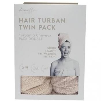 Turban Hair Wrap 2 Pack - Grey & Cream