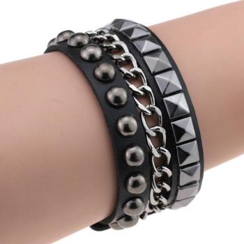 Studded leather bangle voor bandfans – gothic cosplay accessoires