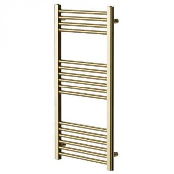 Brushed Brass Straight Heated Towel Rail by Colore – 1000mm × 500mm