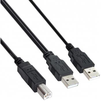 Cable Y USB 2.0 Macho a Macho B de 80cm para Disco Duro Externo