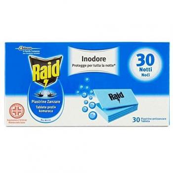 Raid Antizanzare Piastrine PZ.30 per Zanzare Tigre e Comuni Inodore