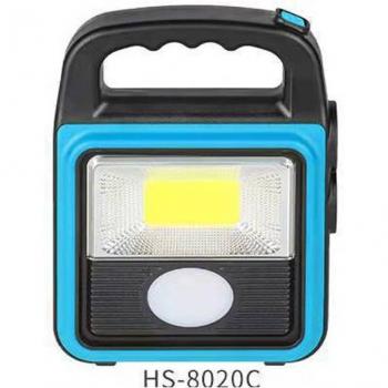 Linterna LED COB recargable con panel solar y luz de trabajo