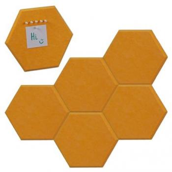 Set di 6 Pannelli in Feltro Giallo per Foto, Bacheca da Parete, con Puntine, 26 x 30 x 0,9 cm - Relaxdays