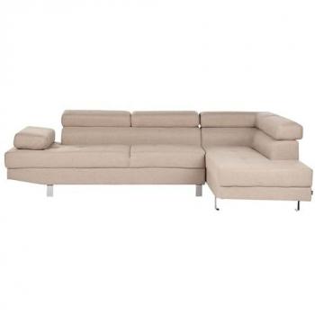 5 Seater Fabric Sectional Sofa in Sand Beige with Corner Design
