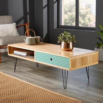 Prague 1 Drawer Coffee Table - Natural Finish