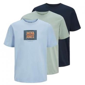 Jack & Jones Maglietta Hudson 3 Pack Blu Chambray / Iceberg / Cielo M