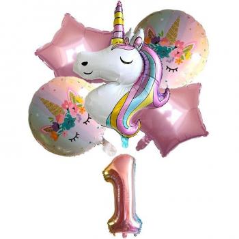 Unicornio Glorioso 32” con Número 1 – Decoración Infantil