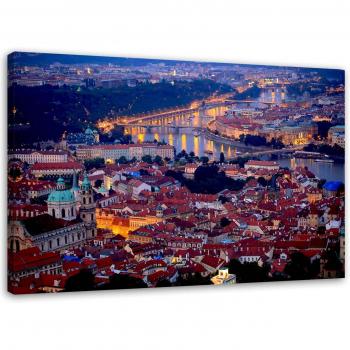 Prague Nightscape Canvas Print 60x40 Violet