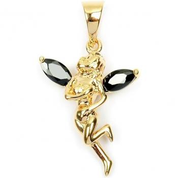 Pendentif Plaqué Or Fée Clochette noir