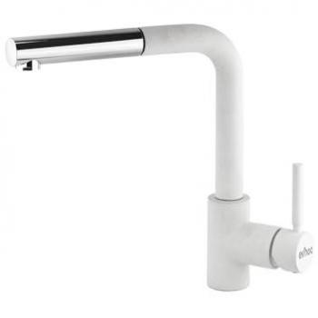 Miscelatore Evhoc ASTER con canna alta e doccetta integrata, finitura colore bianco