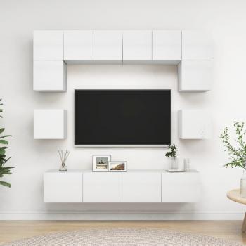tlg. TV-Schrank-Set Hochglanz-Weiß Spanplatte