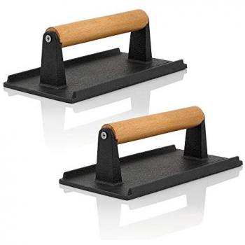 Set di 2 pesi per carne in ghisa da 1 kg con impugnatura in legno - BBQ-Toro