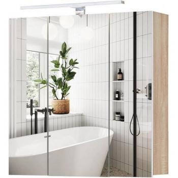 Wall-Mounted Bathroom Storage Cabinet with 6 Glass Shelves