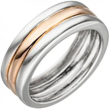 Damenring JOBO – 925 Sterling Silber, Bicolor, vergoldeter Teil, matt, Gr. 54