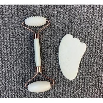 Facial Roller and Gua Sha Massage Kit - Jade Skin Care Tools (2 Pieces)