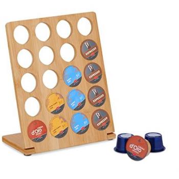 Porte-dosettes en bambou Relaxdays, capacité de 20 dosettes
