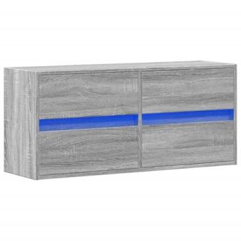 Helloshop26 – Meuble TV Multimédia – Étagère Murale – Lumières LED – Bois d’ingénierie – 4 Tiroirs – 100 × 31 × 45 cm – Gris
