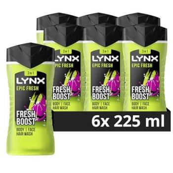 Lynx Epic Fresh Shower Gel 225ml, 6 Pack