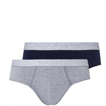 Hanro Herren Slip Cotton Essentials Slips 2Pack 2er Pack Coal Melange/Brilliant Blue 46