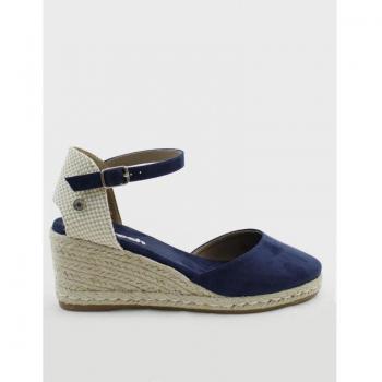 Sandalia Cuña Navy 35 Marina con Hebilla