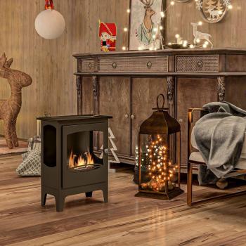 HOMCOM Free-Standing Bioethanol Fireplace with Flame Snuffer and 1.2L Tank - Black