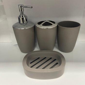Plastic Bathroom Set with Soap Dispenser and Toothbrush Holder