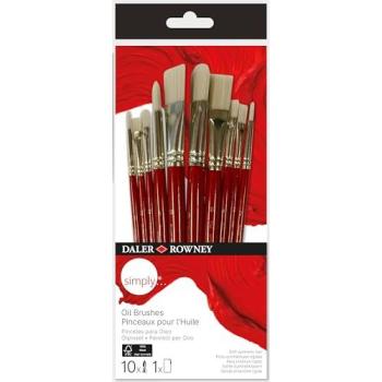 Daler Rowney Simply Pinceaux Ronds – Pack de 10 – Brillant – Plat – Taille 0,2,4,6,8,10