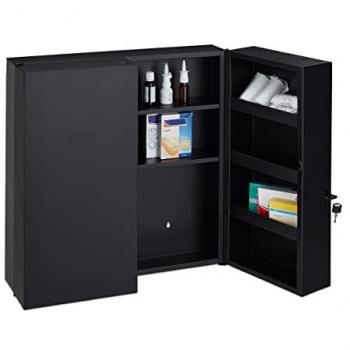 Armadietto Medicinali, Cassetta di Primo Soccorso, Parete, 11 Scomparti, 2 Ante, hlp: 53,5x53x19 cm, Antracite - Relaxdays
