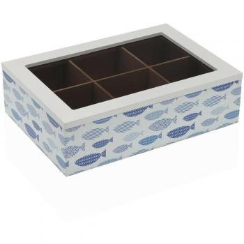 Caja de Infusiones Versa Peces Madera 17 x 7 x 24 cm