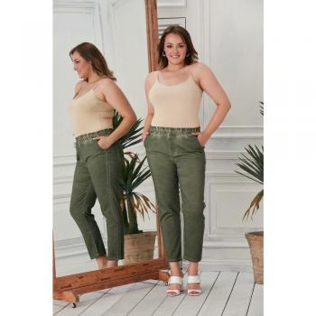 Pantaloni da cerimonia per donne con cintura elastica e fiocco di raso bordato, XL