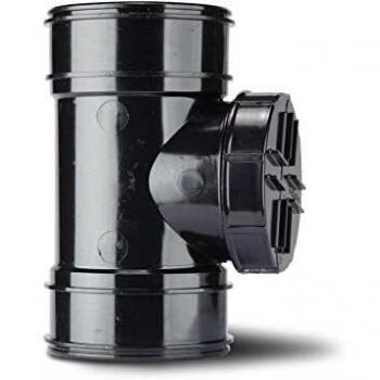Soil Solvent Short Access Pipe Double Socket Black 110mm