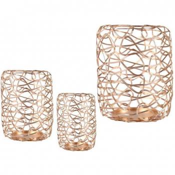 Geometric Iron Candle Holders Set