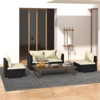 Kit de Lounges Jardim VidaXL 4 Unidades, Almofadões Vime Preto