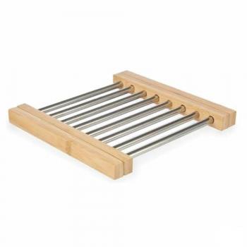 Sottopentola Argentato in Metallo e Bambù 36,4 x 2,2 x 21,3 cm