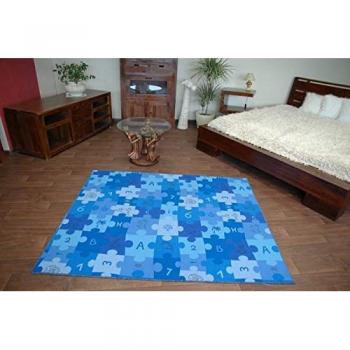 Tapis Puzzle Bleu pour Enfants 100x400 cm