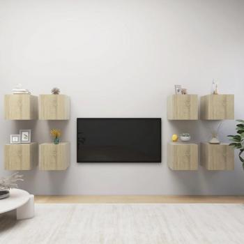 Armoires de Télévision Murales 8 Pcs Chêne Sonoma