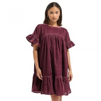 PixieGirl Petite Frilly Velvet Dress – Rot