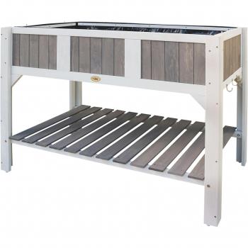 Klara Wooden Raised Flower Bed - 119cm x 57cm, White/Grey